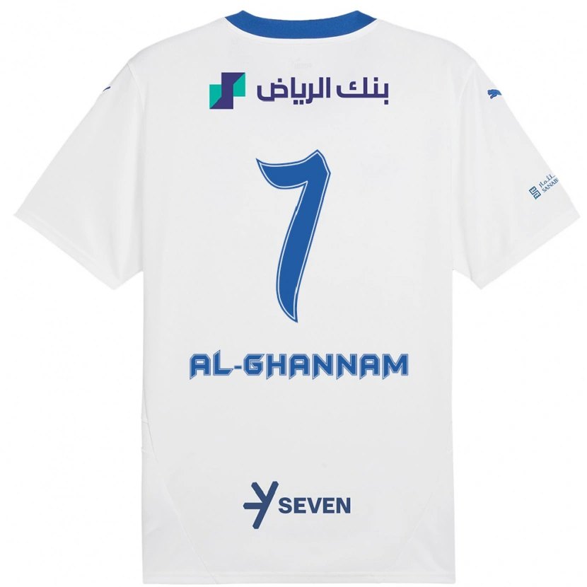 Danxen Børn Khalid Al-Ghannam #7 Hvid Blå Udebane Spillertrøjer 2024/25 Trøje T-Shirt