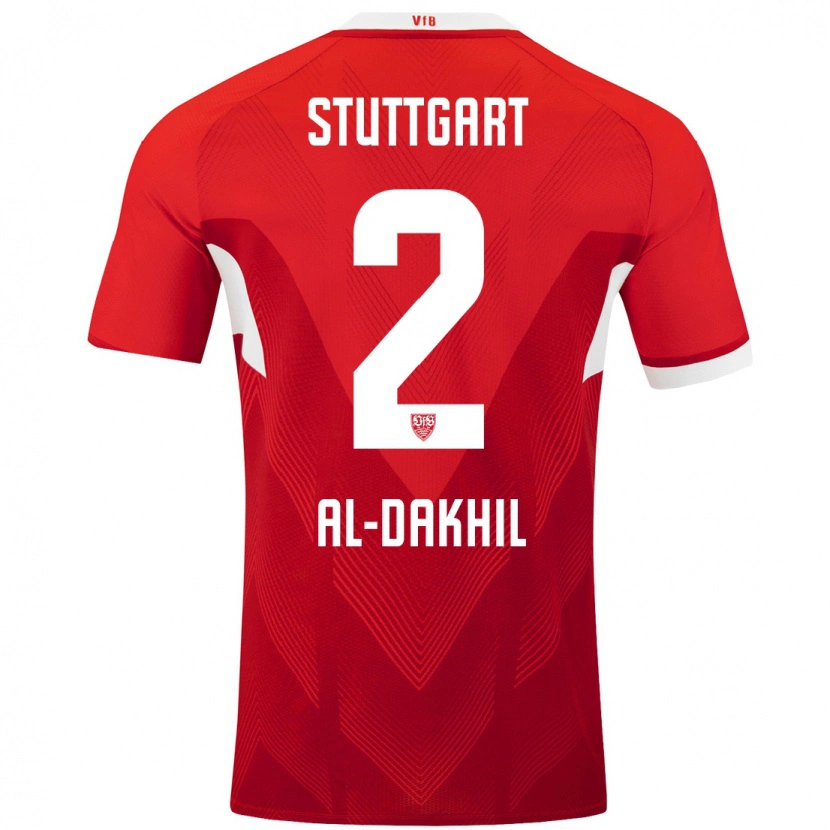 Danxen Børn Ameen Al-Dakhil #2 Rød Hvid Udebane Spillertrøjer 2024/25 Trøje T-Shirt