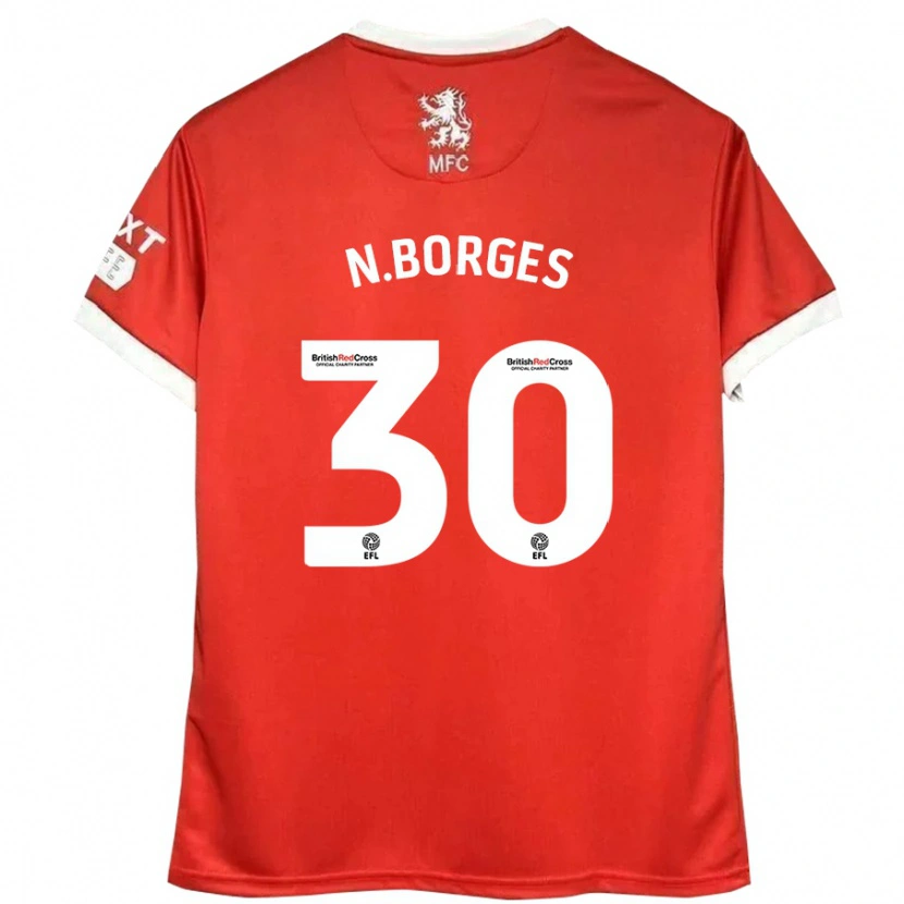 Danxen Børn Neto Borges #30 Rød Hvid Hjemmebane Spillertrøjer 2024/25 Trøje T-Shirt