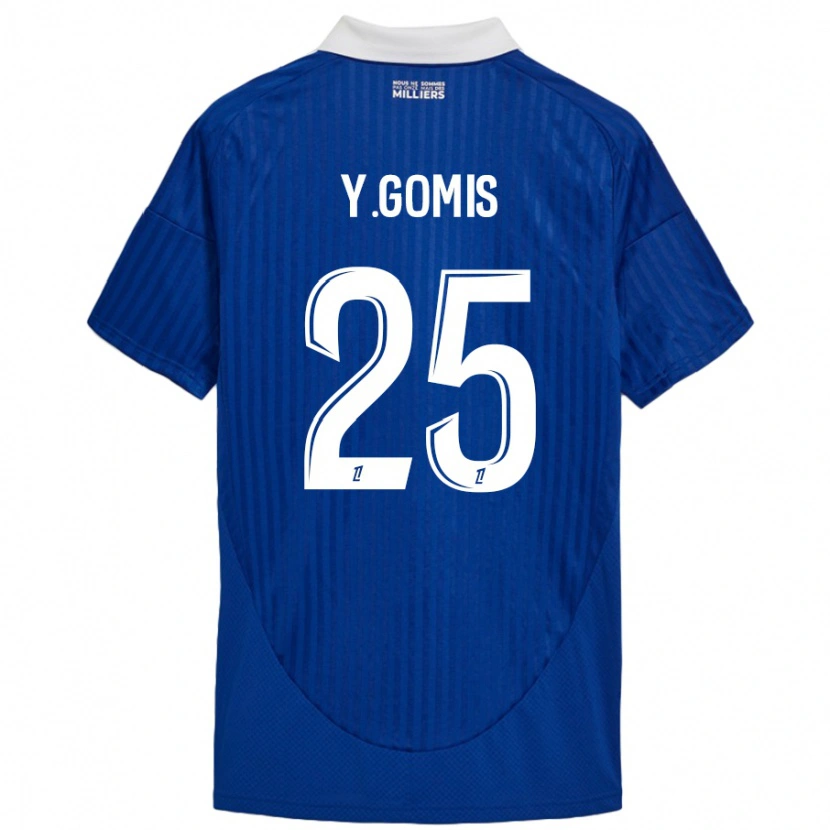 Danxen Børn Yoni Gomis #25 Blå Hvid Hjemmebane Spillertrøjer 2024/25 Trøje T-Shirt