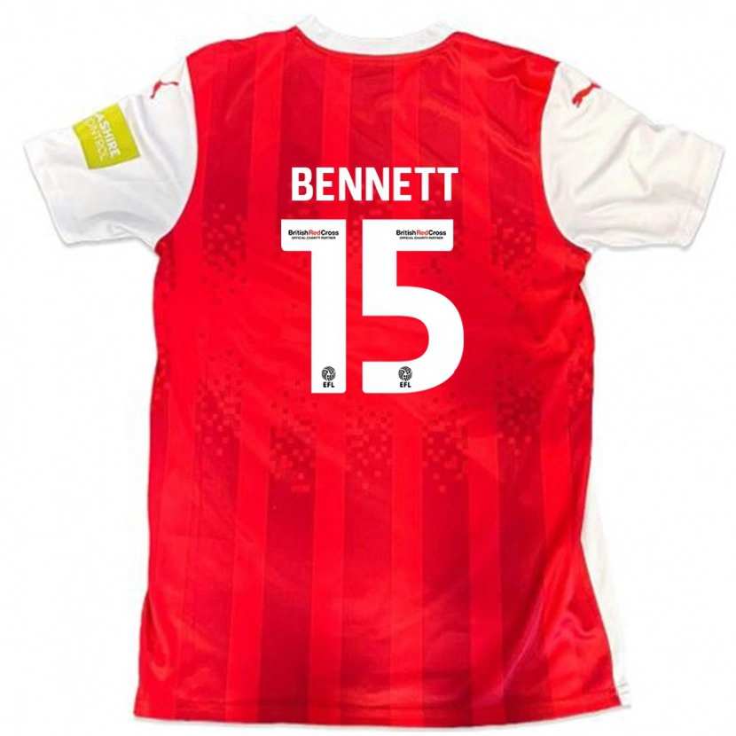 Danxen Mænd Rhys Bennett #15 Rød Hvid Hjemmebane Spillertrøjer 2024/25 Trøje T-Shirt
