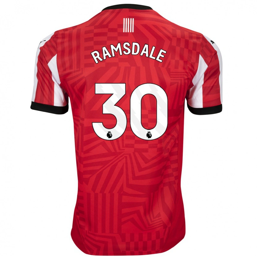 Danxen Mænd Aaron Ramsdale #30 Rød Hvid Hjemmebane Spillertrøjer 2024/25 Trøje T-Shirt