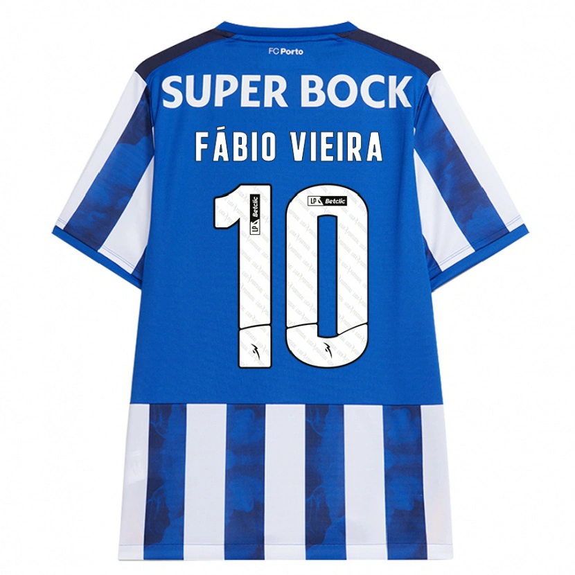 Danxen Mænd Fábio Vieira #10 Blå Hvid Hjemmebane Spillertrøjer 2024/25 Trøje T-Shirt
