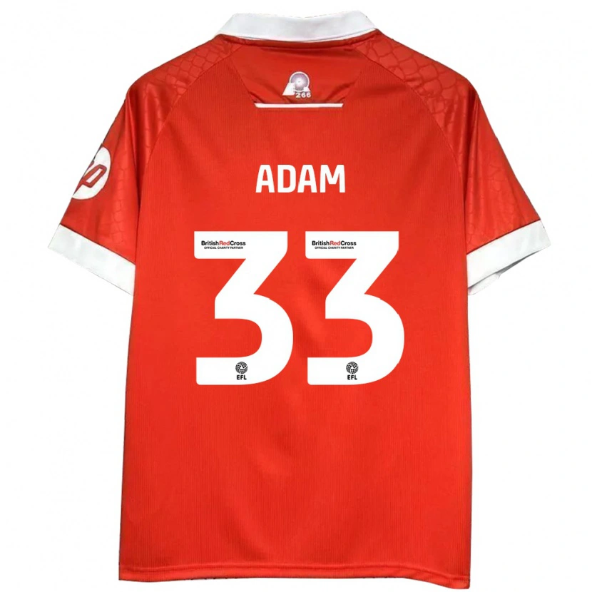Danxen Mænd Josh Adam #33 Rød Hvid Hjemmebane Spillertrøjer 2024/25 Trøje T-Shirt