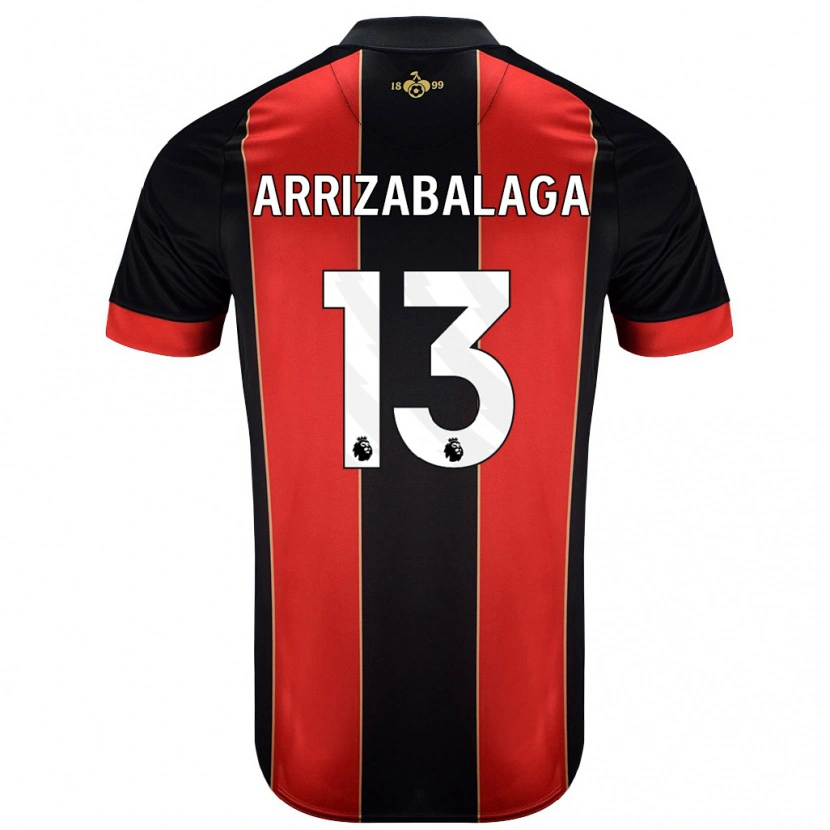 Danxen Mænd Kepa Arrizabalaga #13 Rød Sort Hjemmebane Spillertrøjer 2024/25 Trøje T-Shirt
