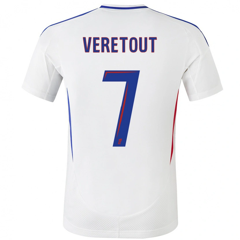 Danxen Mænd Jordan Veretout #7 Hvid Blå Hjemmebane Spillertrøjer 2024/25 Trøje T-Shirt