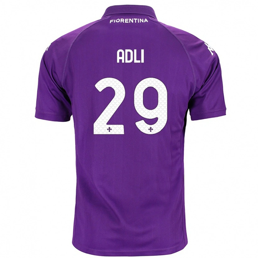 Danxen Mænd Yacine Adli #29 Lilla Hjemmebane Spillertrøjer 2024/25 Trøje T-Shirt