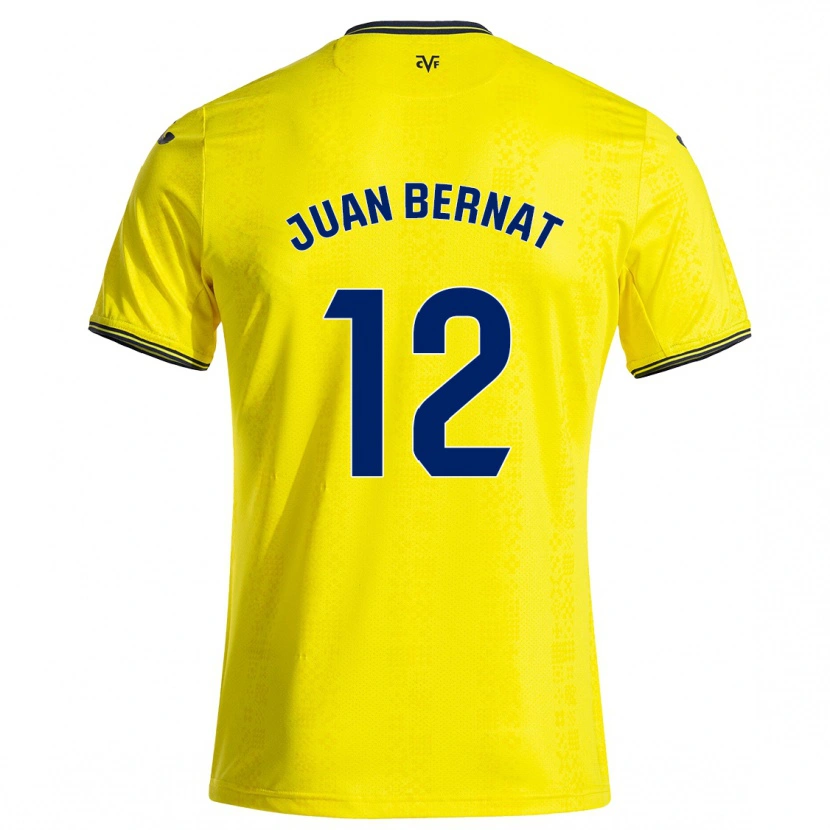 Danxen Mænd Juan Bernat #12 Gul Sort Hjemmebane Spillertrøjer 2024/25 Trøje T-Shirt