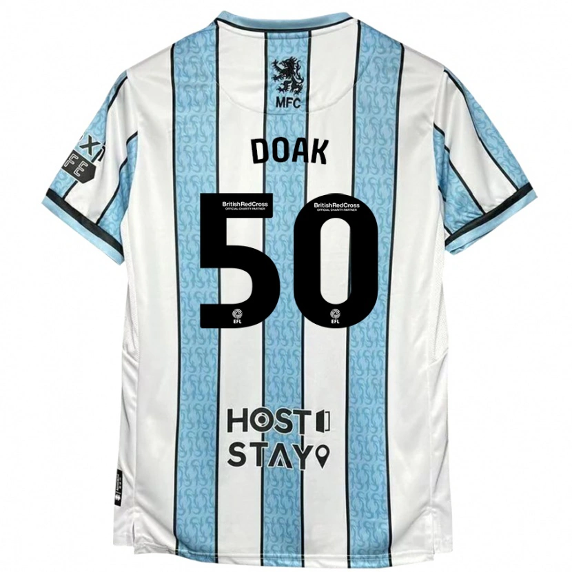 Danxen Mænd Ben Doak #50 Hvid Blå Udebane Spillertrøjer 2024/25 Trøje T-Shirt