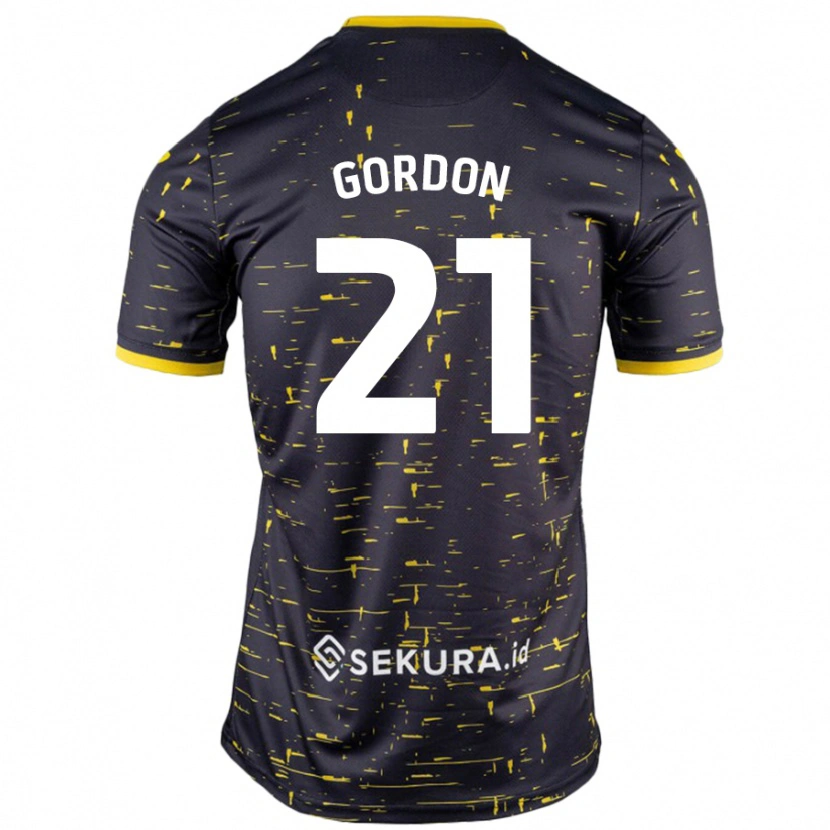 Danxen Mænd Kaide Gordon #21 Sort Gul Udebane Spillertrøjer 2024/25 Trøje T-Shirt