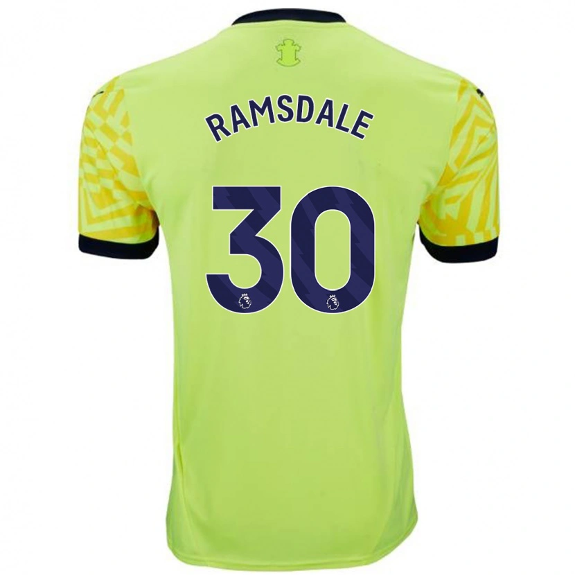 Danxen Mænd Aaron Ramsdale #30 Gul Udebane Spillertrøjer 2024/25 Trøje T-Shirt
