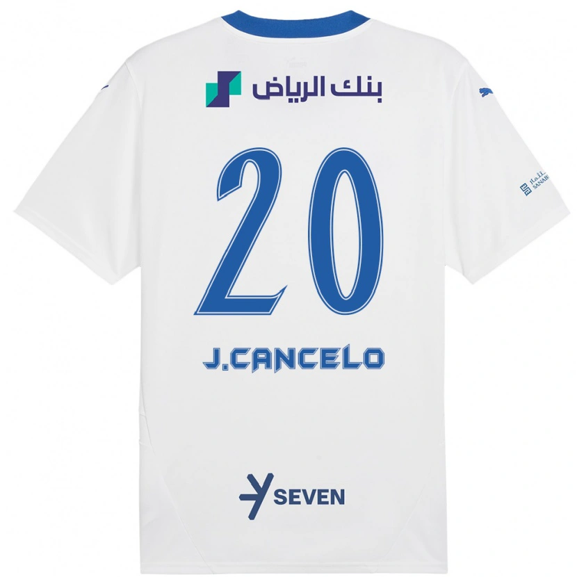 Danxen Mænd João Cancelo #20 Hvid Blå Udebane Spillertrøjer 2024/25 Trøje T-Shirt