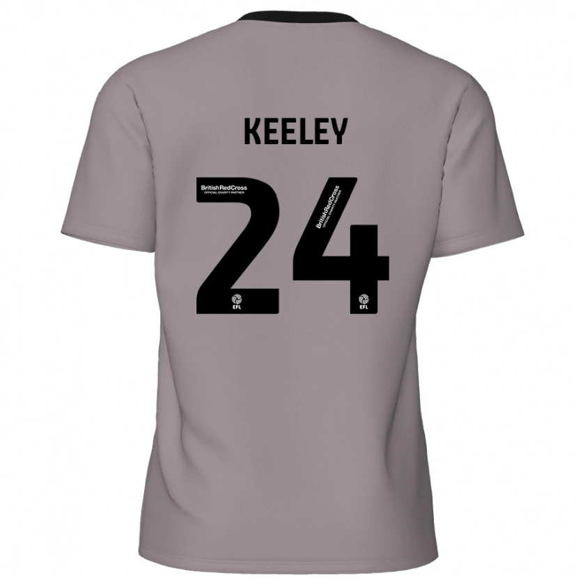 Danxen Mænd Josh Keeley #24 Grå Udebane Spillertrøjer 2024/25 Trøje T-Shirt