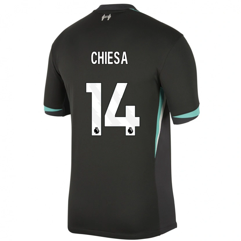 Danxen Mænd Federico Chiesa #14 Sort Antracit Hvid Udebane Spillertrøjer 2024/25 Trøje T-Shirt