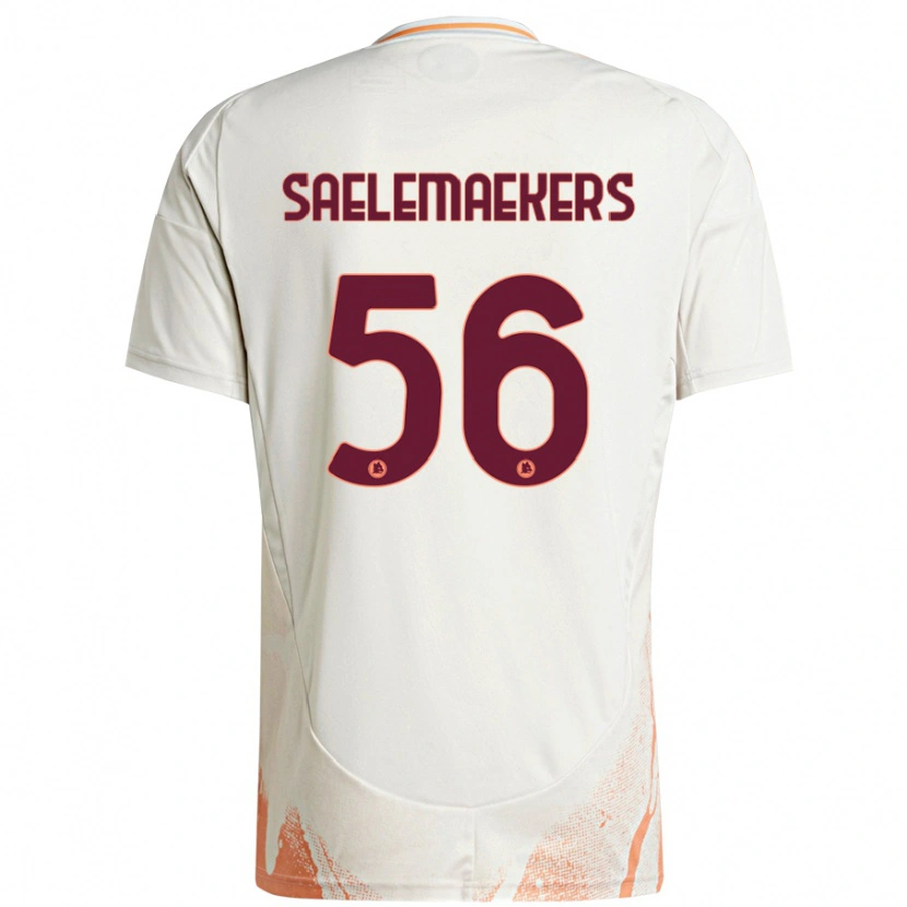 Danxen Mænd Alexis Saelemaekers #56 Creme Hvid Orange Udebane Spillertrøjer 2024/25 Trøje T-Shirt