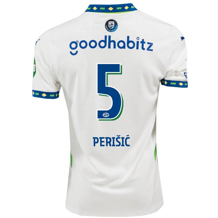 Danxen Mænd Ivan Perisic #5 Hvid Mørkeblå Tredje Sæt Spillertrøjer 2024/25 Trøje T-Shirt
