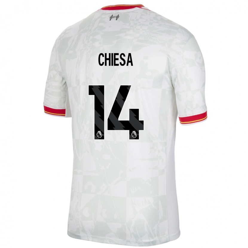 Danxen Mænd Federico Chiesa #14 Hvid Rød Sort Tredje Sæt Spillertrøjer 2024/25 Trøje T-Shirt