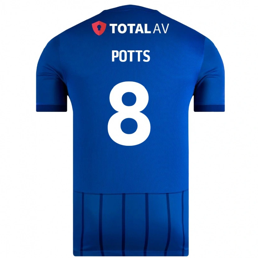 Danxen Mænd Freddie Potts #8 Blå Hjemmebane Spillertrøjer 2024/25 Trøje T-Shirt