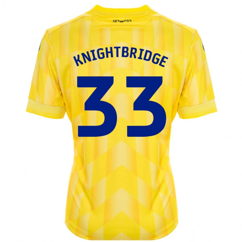 Danxen Mænd Jacob Knightbridge #33 Gul Hjemmebane Spillertrøjer 2024/25 Trøje T-Shirt