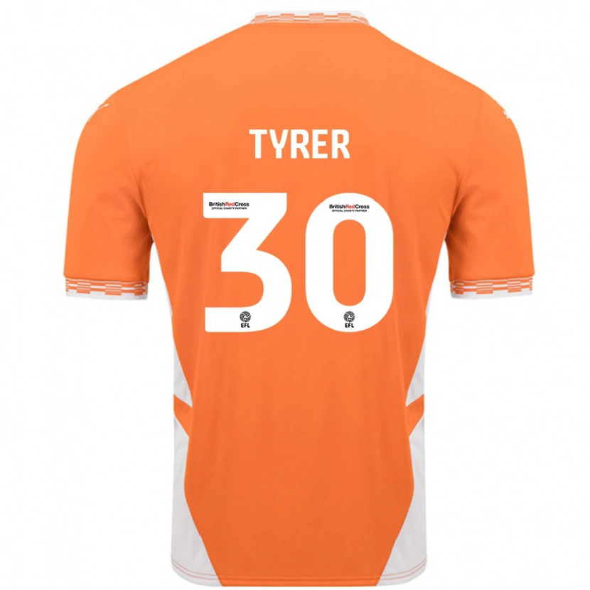 Danxen Mænd Harry Tyrer #30 Orange Hvid Hjemmebane Spillertrøjer 2024/25 Trøje T-Shirt