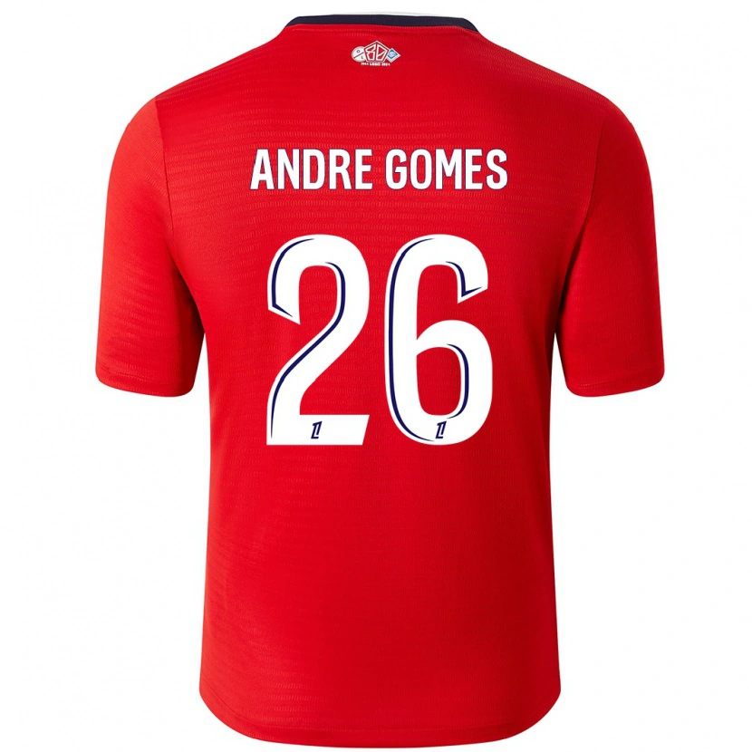 Danxen Mænd André Gomes #26 Rød Hvid Hjemmebane Spillertrøjer 2024/25 Trøje T-Shirt