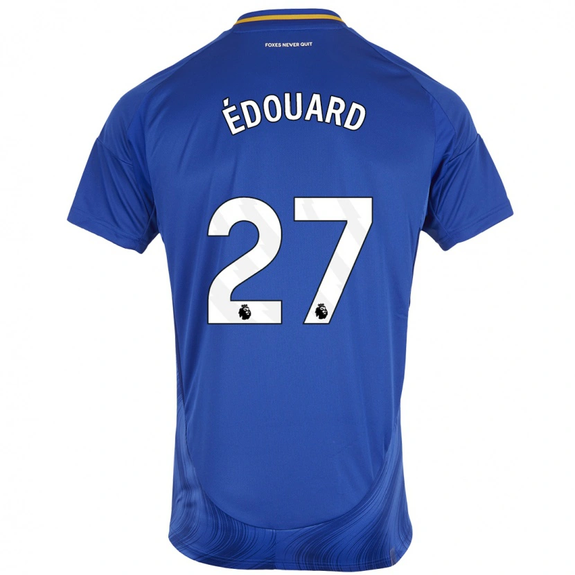 Danxen Mænd Odsonne Edouard #27 Blå Hvid Hjemmebane Spillertrøjer 2024/25 Trøje T-Shirt