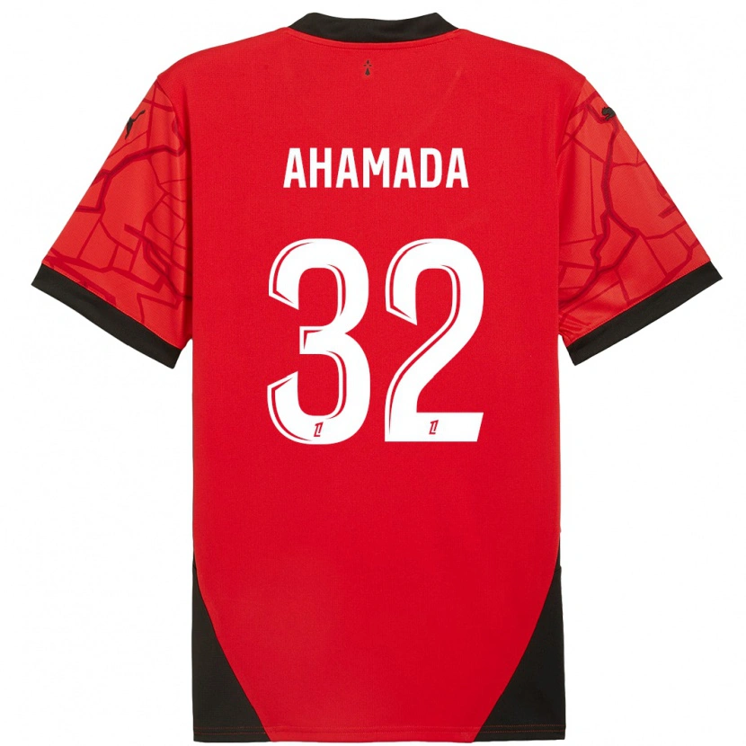 Danxen Mænd Naouirou Ahamada #32 Rød Sort Hjemmebane Spillertrøjer 2024/25 Trøje T-Shirt