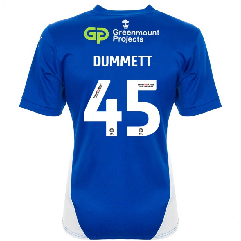 Danxen Mænd Paul Dummett #45 Blå Hvid Hjemmebane Spillertrøjer 2024/25 Trøje T-Shirt