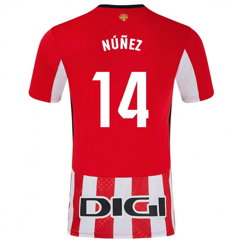 Danxen Mænd Unai Núñez #14 Rød Hvid Hjemmebane Spillertrøjer 2024/25 Trøje T-Shirt