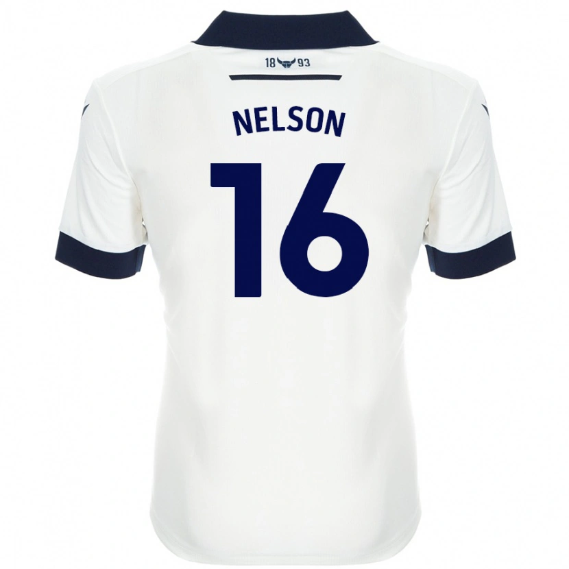 Danxen Mænd Ben Nelson #16 Hvid Marineblå Udebane Spillertrøjer 2024/25 Trøje T-Shirt