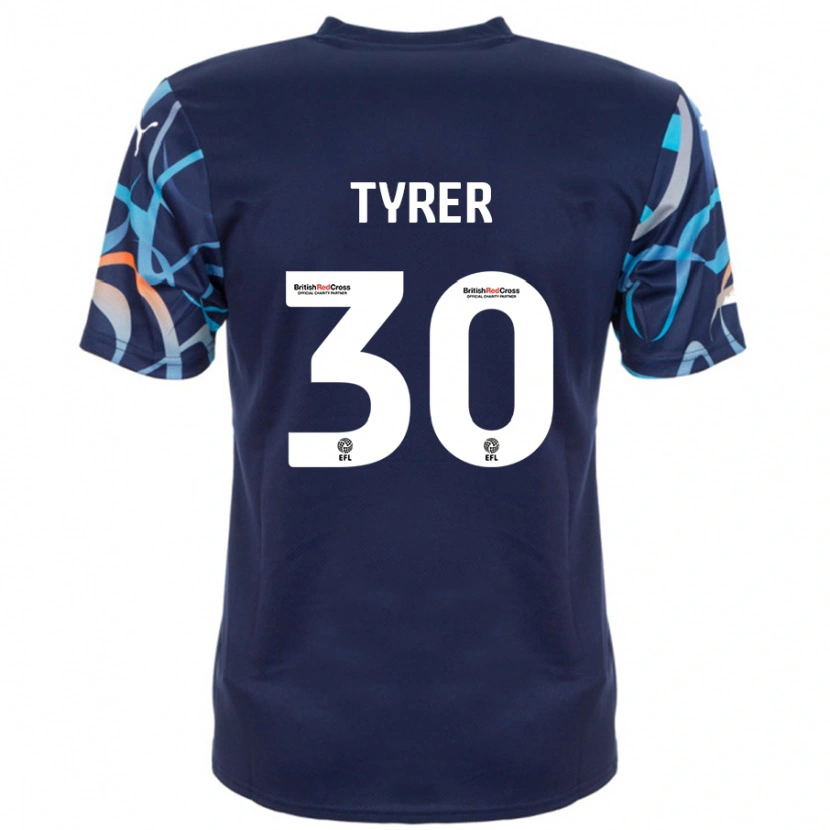 Danxen Mænd Harry Tyrer #30 Marineblå Udebane Spillertrøjer 2024/25 Trøje T-Shirt