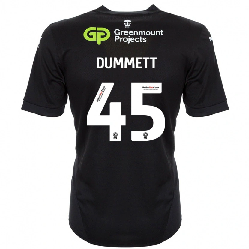 Danxen Mænd Paul Dummett #45 Sort Udebane Spillertrøjer 2024/25 Trøje T-Shirt