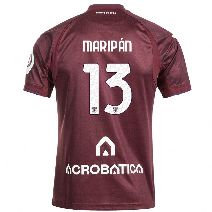 Danxen Mænd Guillermo Maripán #13 Rødbrun Hvid Hjemmebane Spillertrøjer 2024/25 Trøje T-Shirt