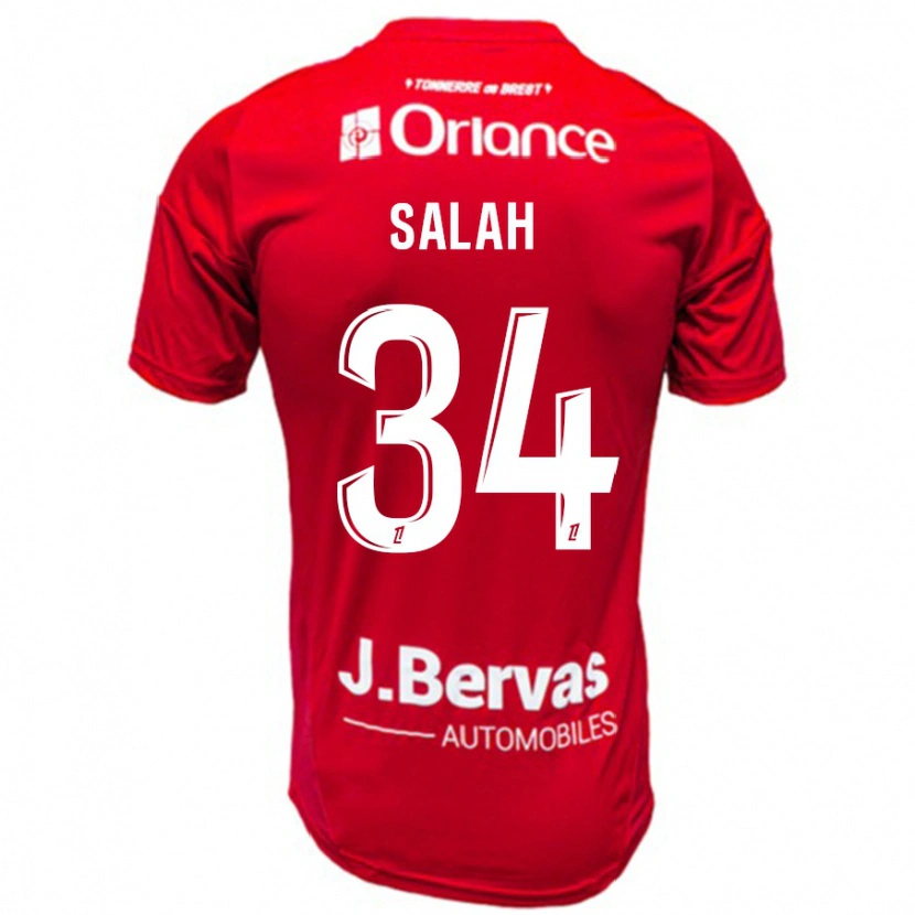 Danxen Mænd Ibrahim Salah #34 Rød Hvid Hjemmebane Spillertrøjer 2024/25 Trøje T-Shirt