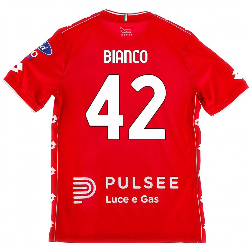 Danxen Mænd Alessandro Bianco #42 Rød Hvid Hjemmebane Spillertrøjer 2024/25 Trøje T-Shirt