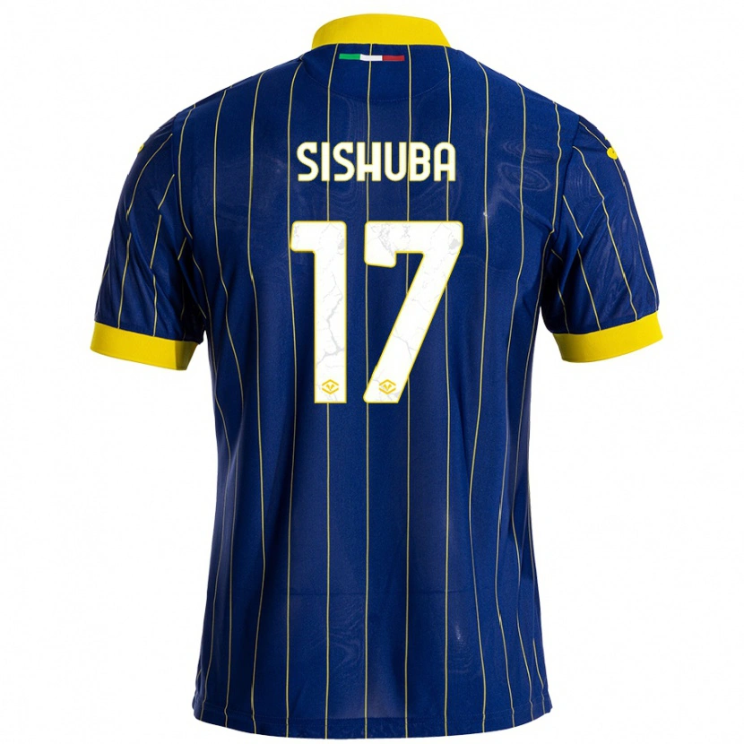 Danxen Mænd Ayanda Sishuba #17 Blå Gul Hjemmebane Spillertrøjer 2024/25 Trøje T-Shirt