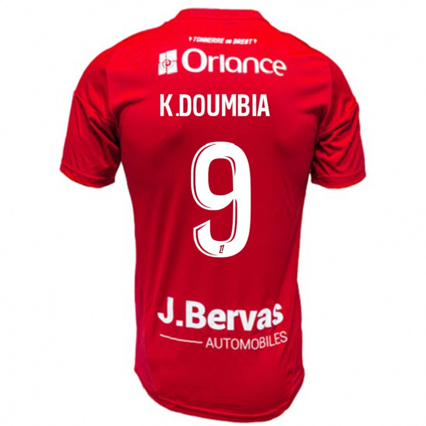 Danxen Mænd Kamory Doumbia #9 Rød Hvid Hjemmebane Spillertrøjer 2024/25 Trøje T-Shirt