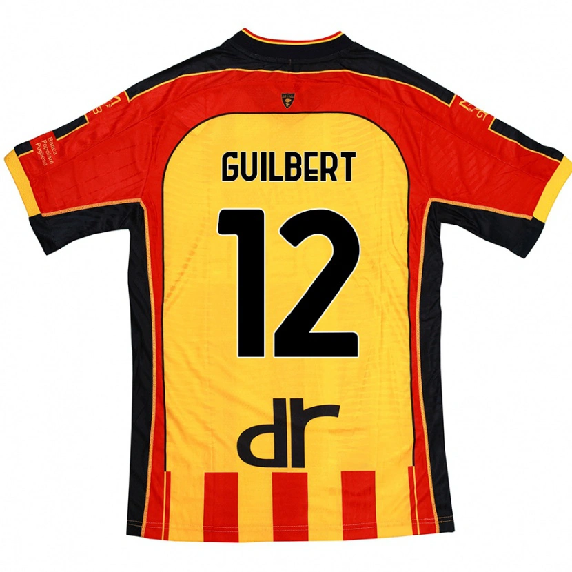 Danxen Mænd Frédéric Guilbert #12 Gul Rød Hjemmebane Spillertrøjer 2024/25 Trøje T-Shirt