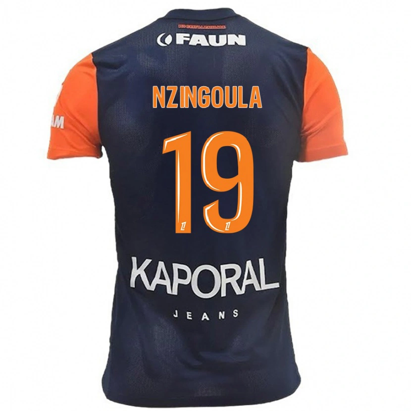 Danxen Mænd Rabby Nzingoula #19 Marineblå Orange Hjemmebane Spillertrøjer 2024/25 Trøje T-Shirt