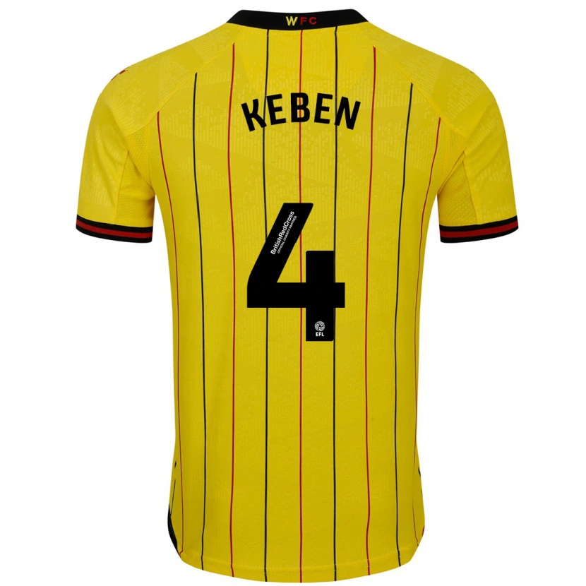 Danxen Mænd Kévin Keben #4 Gul Sort Hjemmebane Spillertrøjer 2024/25 Trøje T-Shirt