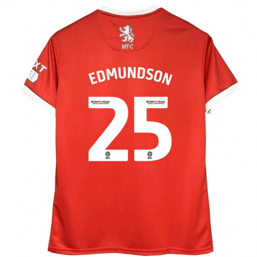 Danxen Mænd George Edmundson #25 Rød Hvid Hjemmebane Spillertrøjer 2024/25 Trøje T-Shirt