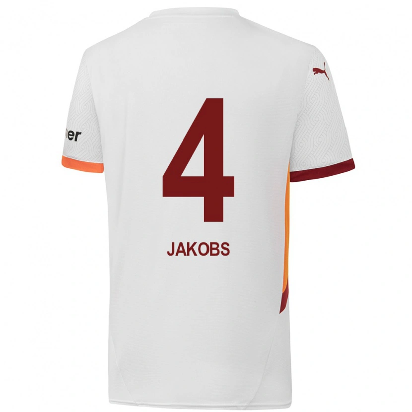Danxen Mænd Ismail Jakobs #4 Hvid Gul Rød Udebane Spillertrøjer 2024/25 Trøje T-Shirt