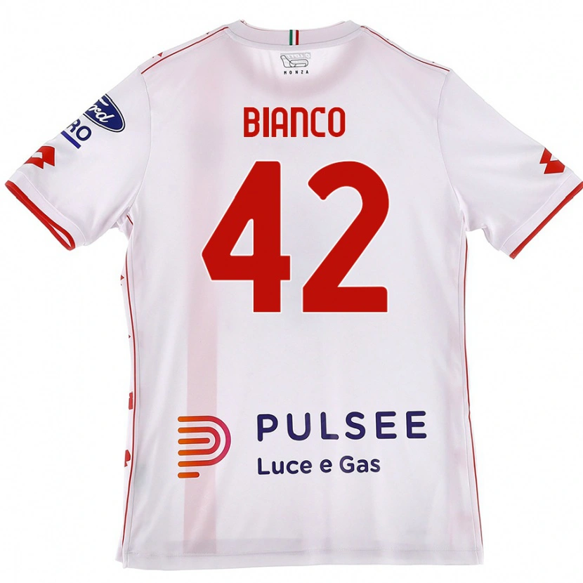 Danxen Mænd Alessandro Bianco #42 Hvid Rød Udebane Spillertrøjer 2024/25 Trøje T-Shirt