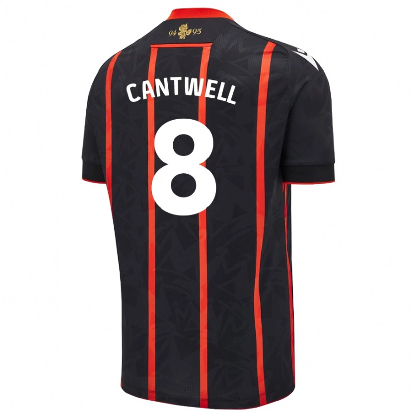 Danxen Mænd Todd Cantwell #8 Sort Rød Udebane Spillertrøjer 2024/25 Trøje T-Shirt