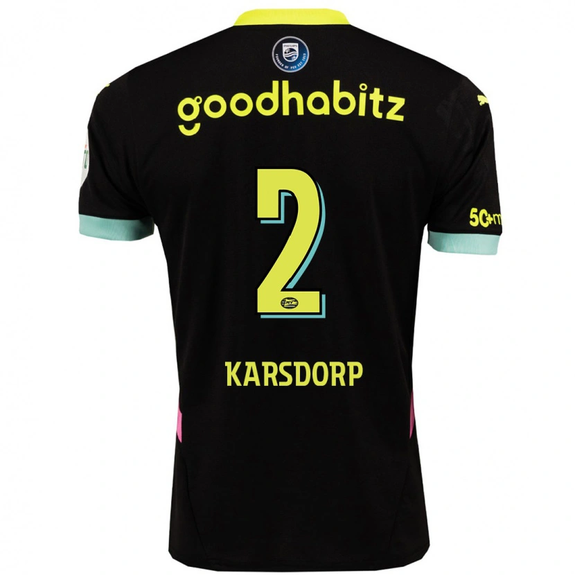 Danxen Mænd Rick Karsdorp #2 Sort Gul Udebane Spillertrøjer 2024/25 Trøje T-Shirt