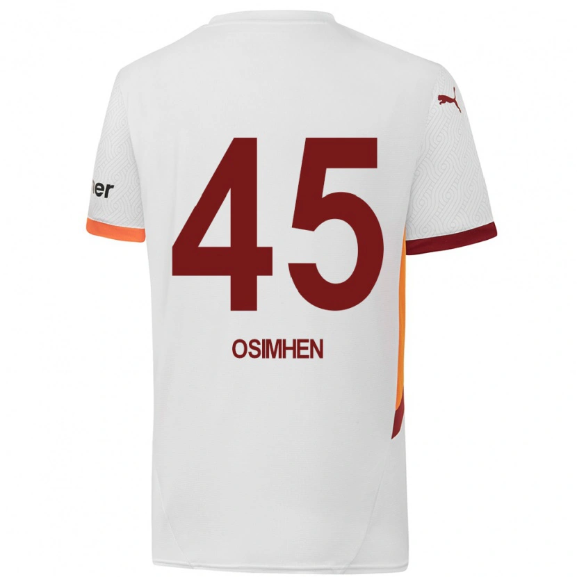 Danxen Mænd Victor Osimhen #45 Hvid Gul Rød Udebane Spillertrøjer 2024/25 Trøje T-Shirt