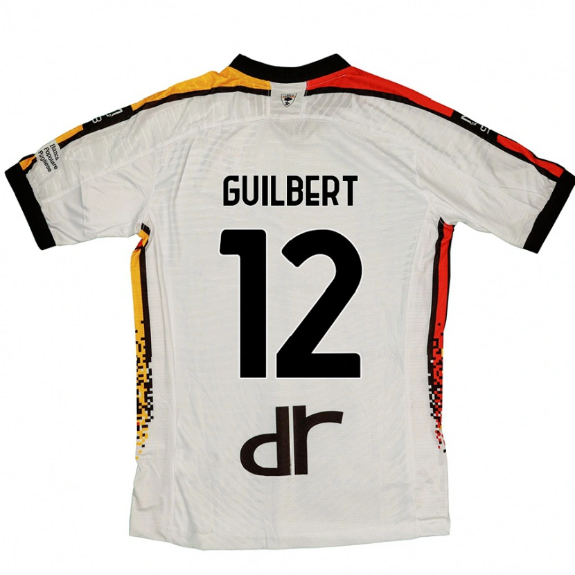Danxen Mænd Frédéric Guilbert #12 Hvid Sort Udebane Spillertrøjer 2024/25 Trøje T-Shirt