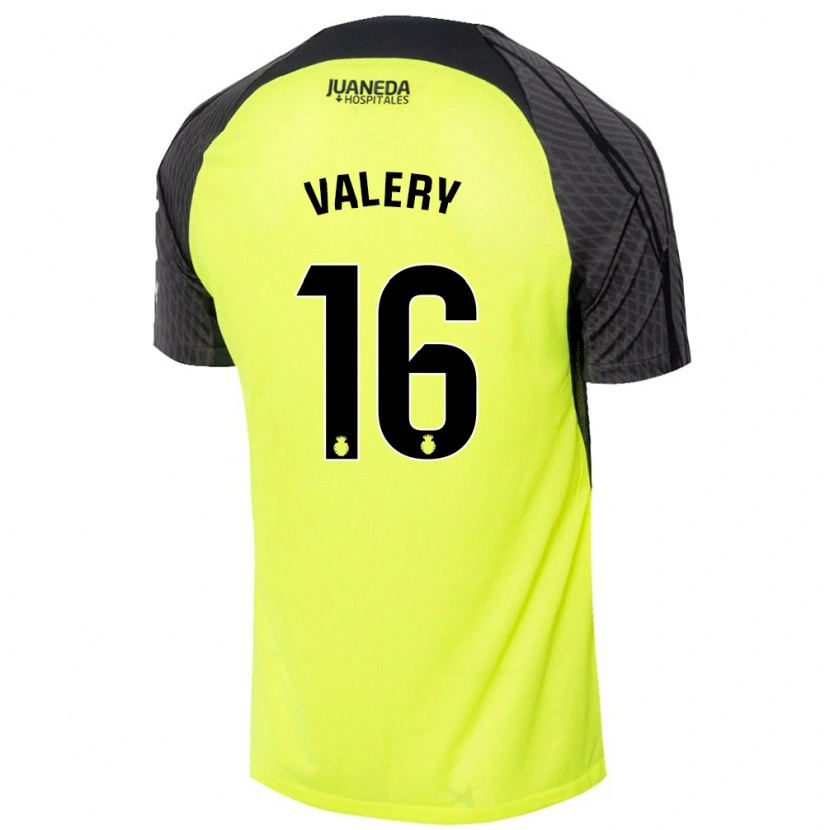 Danxen Mænd Valery Fernández #16 Fluorescerende Grøn Sort Udebane Spillertrøjer 2024/25 Trøje T-Shirt