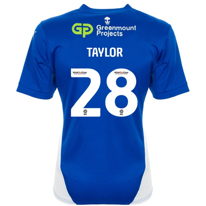 Danxen Mænd Dale Taylor #28 Blå Hvid Hjemmebane Spillertrøjer 2024/25 Trøje T-Shirt