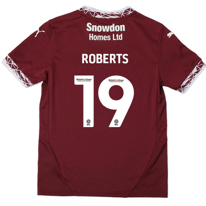 Danxen Mænd Tyler Roberts #19 Bourgogne Hjemmebane Spillertrøjer 2024/25 Trøje T-Shirt